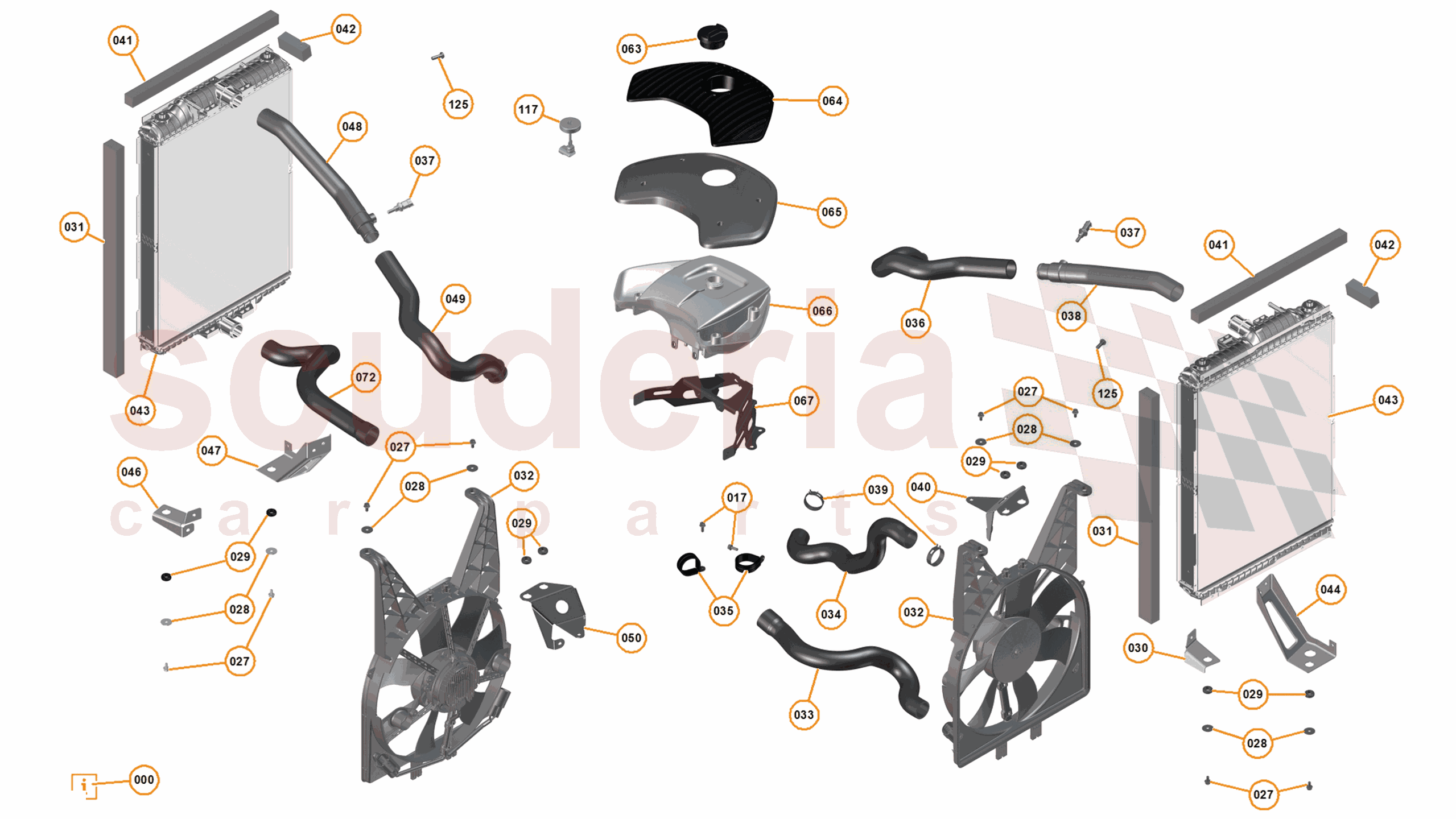14 - L1 - COOLING SYSTEM - 14.2 - 01 - MAIN ENGINE RADIATORS, FANS AND COOLANT RESERVOIR of McLaren McLaren McLaren 12C Spider