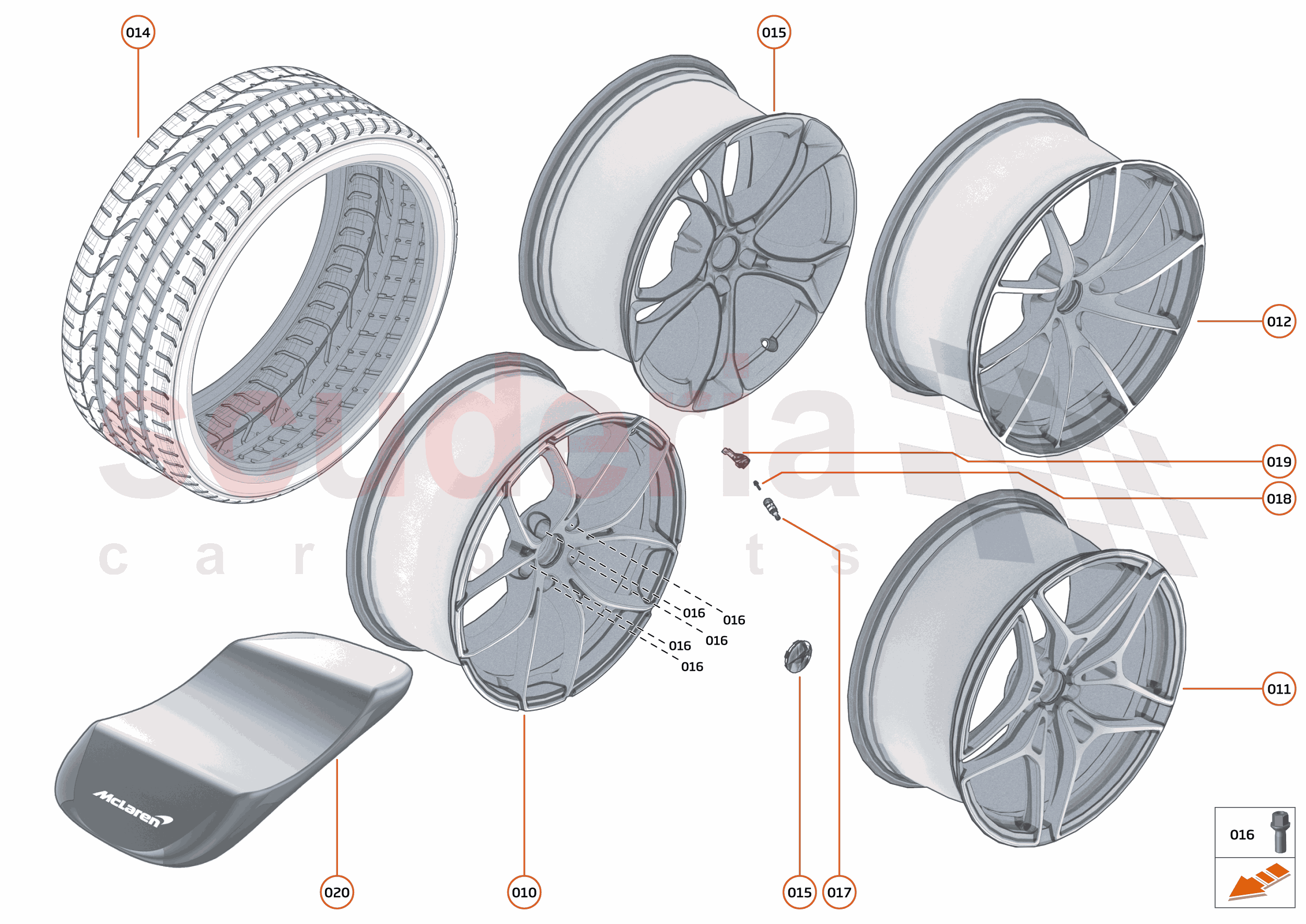 20 - SUSPENSION - WHEELS AND TYRES FRONT - 20.1 - WHEEL AND TYRE ASSEMBLIES FRONT of McLaren McLaren McLaren 720S Spider