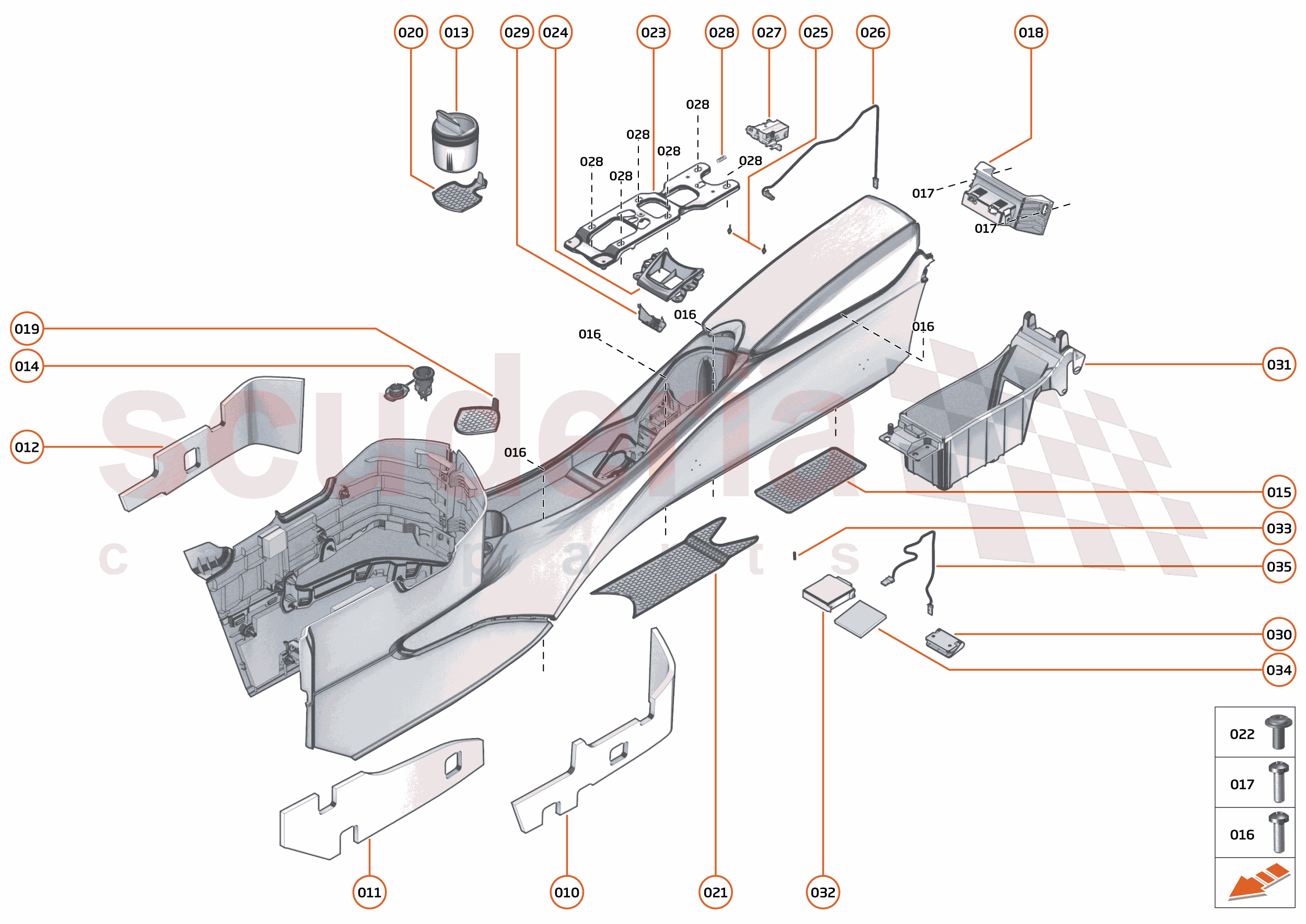 47 - INTERIOR SYSTEMS - 47.4 - ASSY TUNNEL CONSOLE - COMPONENTS & HARDWARE of McLaren McLaren McLaren 720S Spider