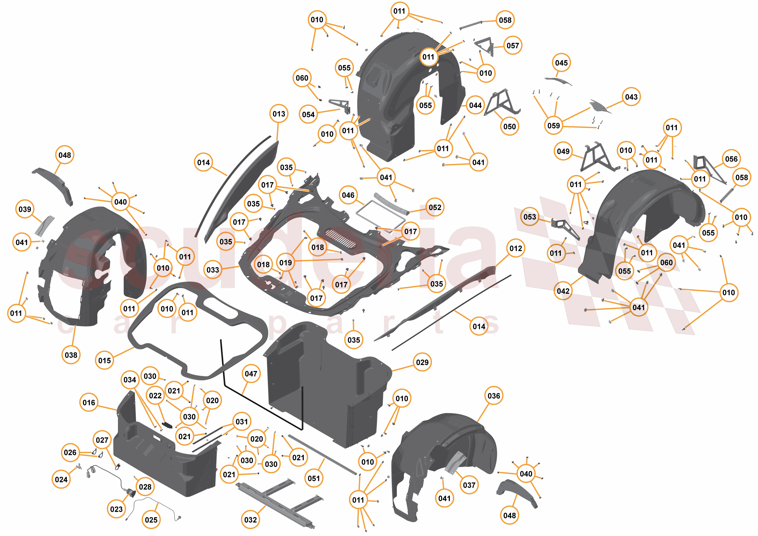 2 - A2 - EXTERIOR TRIM, LIGHTING, AND WIPERS - 2.3 - 03 - LUGGAGE CELL, DUCTS, AND WHEELARCH LINERS of McLaren McLaren McLaren 675LT Spider