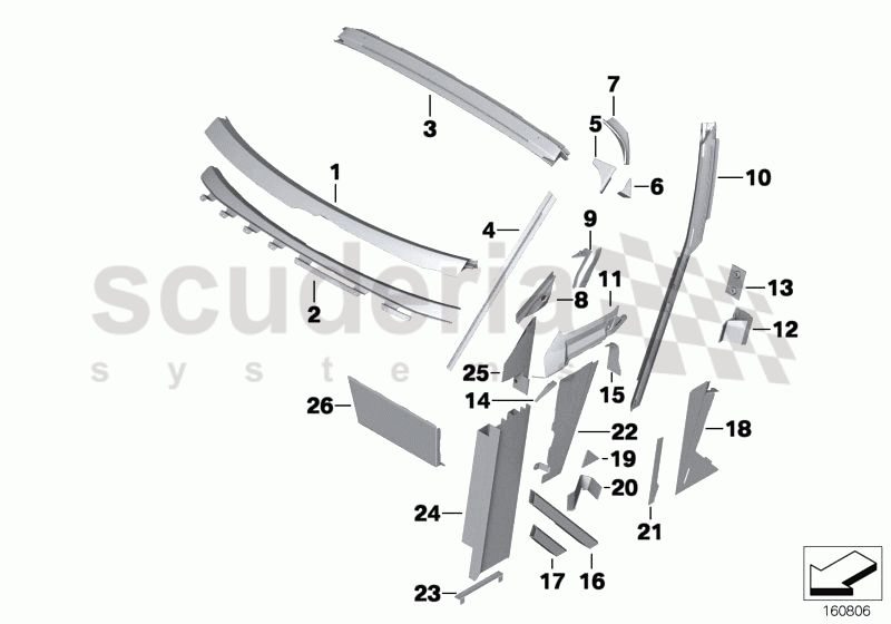 Side frame, A-pillar, cowl panel of Rolls Royce Rolls Royce Phantom Coupe