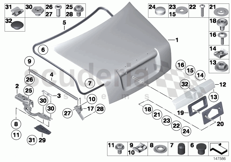 SINGLE COMPONENTS FOR TRUNK LID of Rolls Royce Rolls Royce Phantom Extended Wheelbase