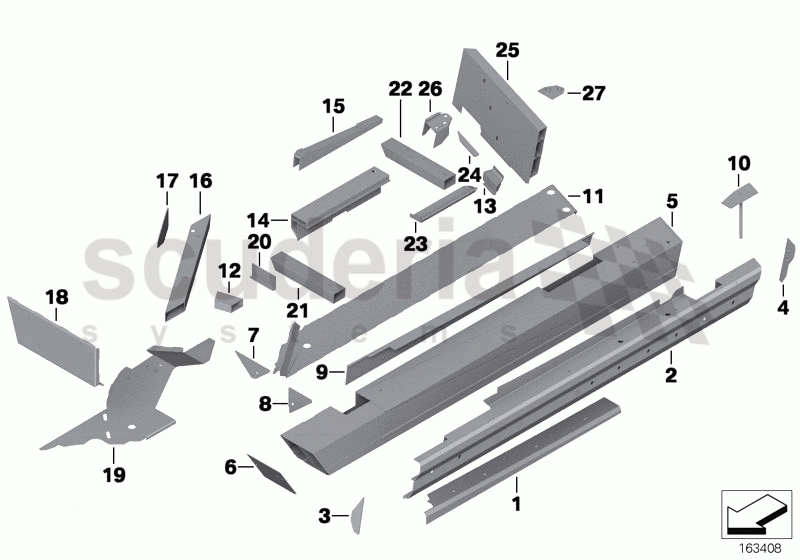 Side frame, side member of Rolls Royce Rolls Royce Phantom Coupe