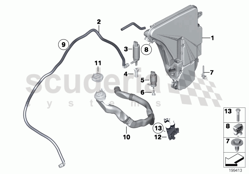 Reservoir, windscr./headlight washer sys. of Rolls Royce Rolls Royce Ghost Series I (2009-2014)