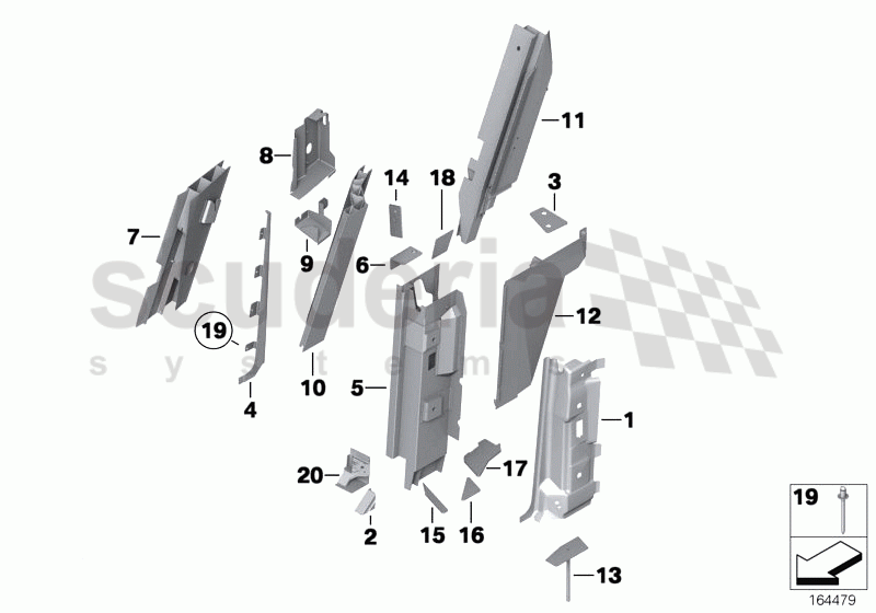 Side frame, B-pillar of Rolls Royce Rolls Royce Phantom Coupe