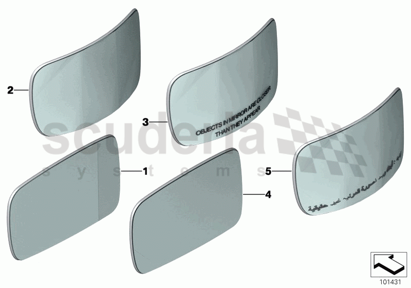 Mirror glas with auto dip of Rolls Royce Rolls Royce Phantom Extended Wheelbase
