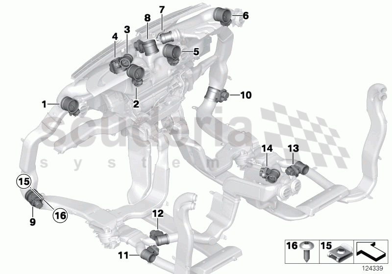 Flap actuators heater duct of Rolls Royce Rolls Royce Phantom Coupe