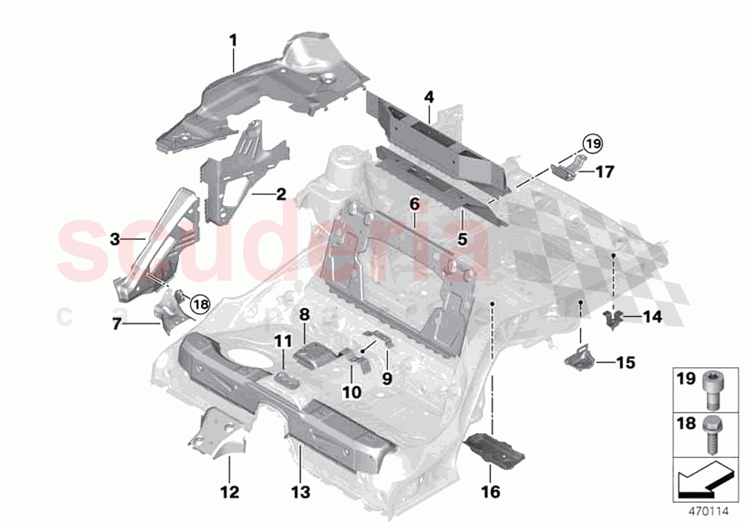 Floor panel trunk wheel housing rear of Rolls Royce Rolls Royce Dawn RR6(2017-2023)