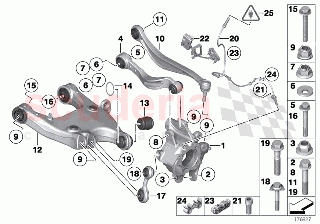 Rear axle support wheel suspension of Rolls Royce Rolls Royce Dawn RR6(2017-2023)