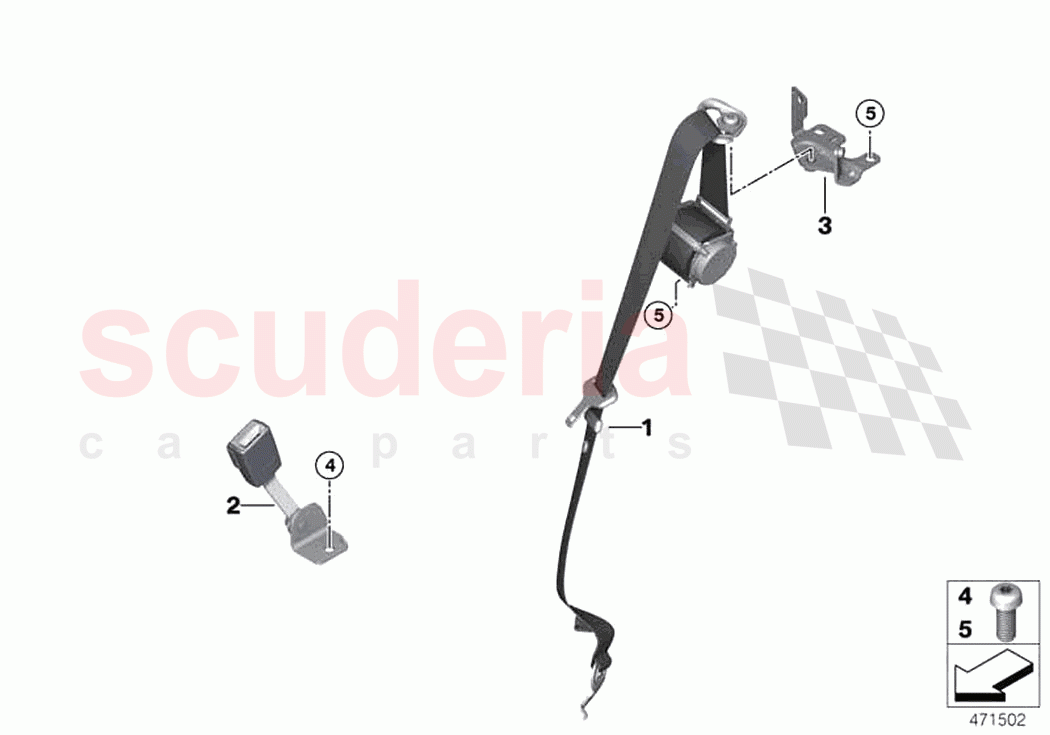 Safety belt rear of Rolls Royce Rolls Royce Dawn RR6(2017-2023)