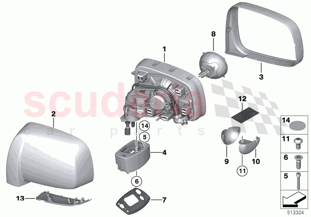 Outside mirror of Rolls Royce Rolls Royce Dawn RR6(2017-2023)
