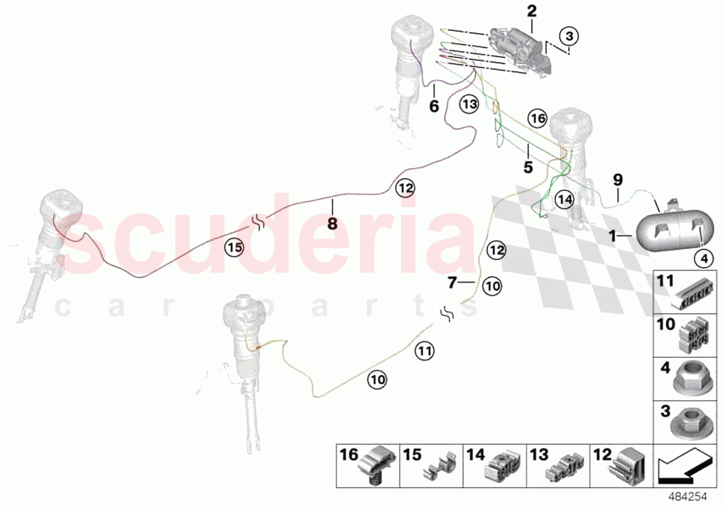 Levelling device tubing attaching parts of Rolls Royce Rolls Royce Ghost Extended RR22(2019-2023)