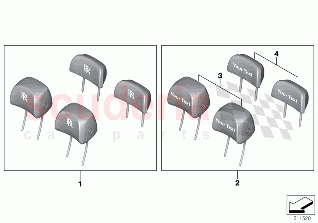 Retrofit headrests personalised of Rolls Royce Rolls Royce Ghost Extended RR22(2019-2023)