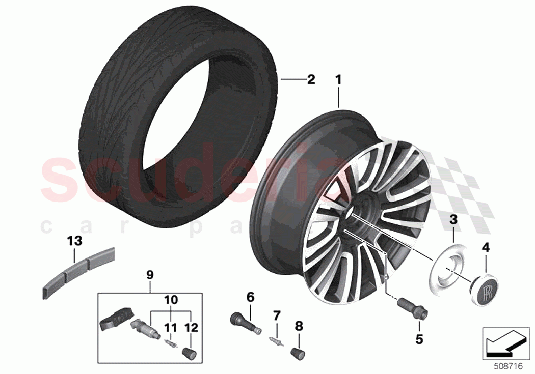 Light alloy wheel styling 822 of Rolls Royce Rolls Royce Ghost Extended RR22(2019-2023)