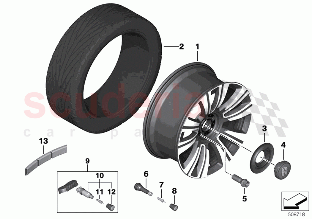 Light alloy wheel styling 823 of Rolls Royce Rolls Royce Ghost Extended RR22(2019-2023)