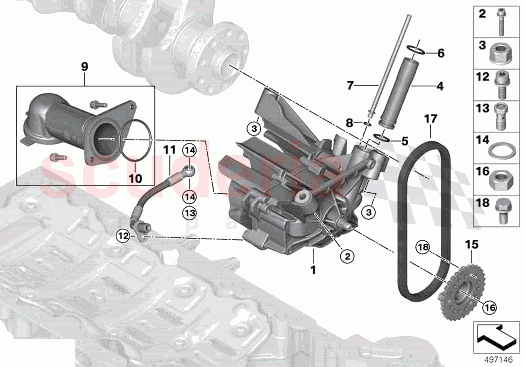 Lubrication system Oil pump with drive of Rolls Royce Rolls Royce Ghost RR21(2019-2023)