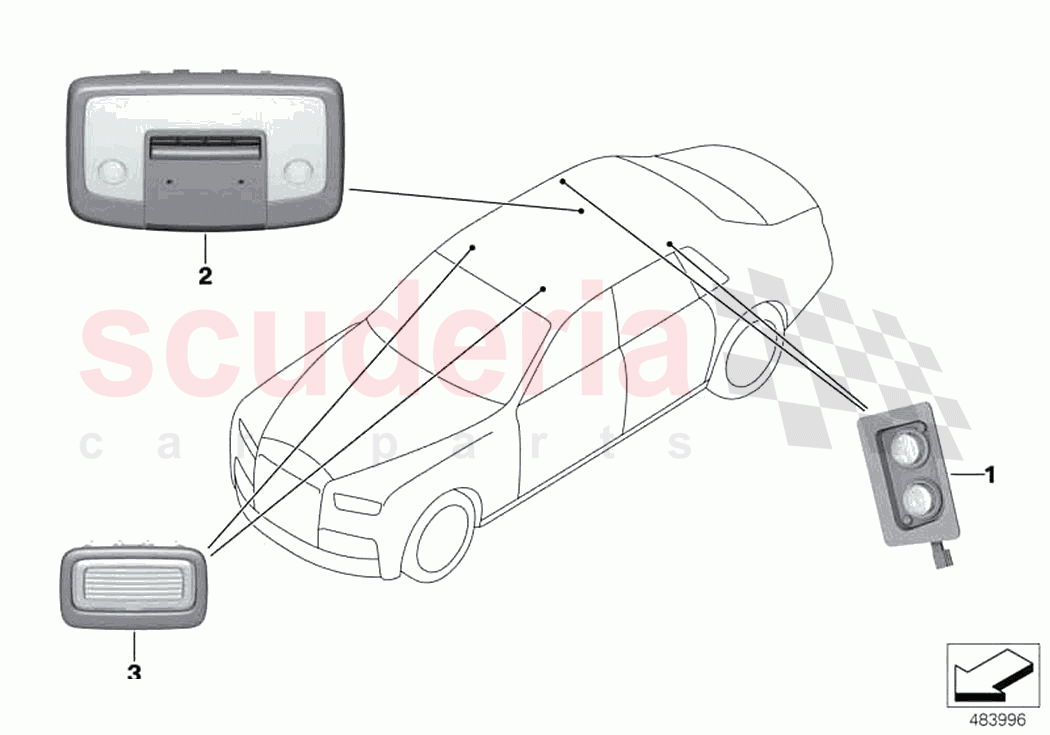 overhead interior light of Rolls Royce Rolls Royce Ghost RR21(2019-2023)