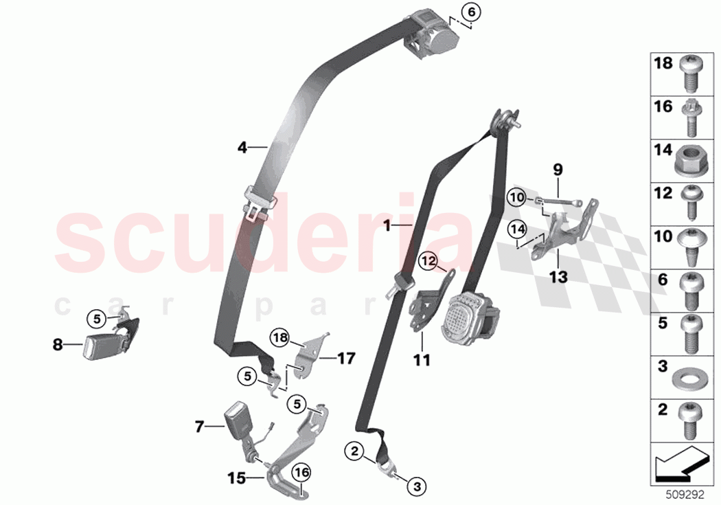Safety belt rear of Rolls Royce Rolls Royce Ghost RR21(2019-2023)