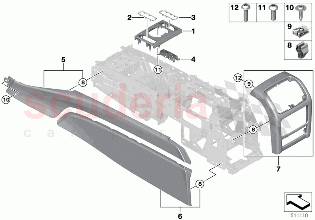 Mounted parts for centre console of Rolls Royce Rolls Royce Ghost RR21(2019-2023)