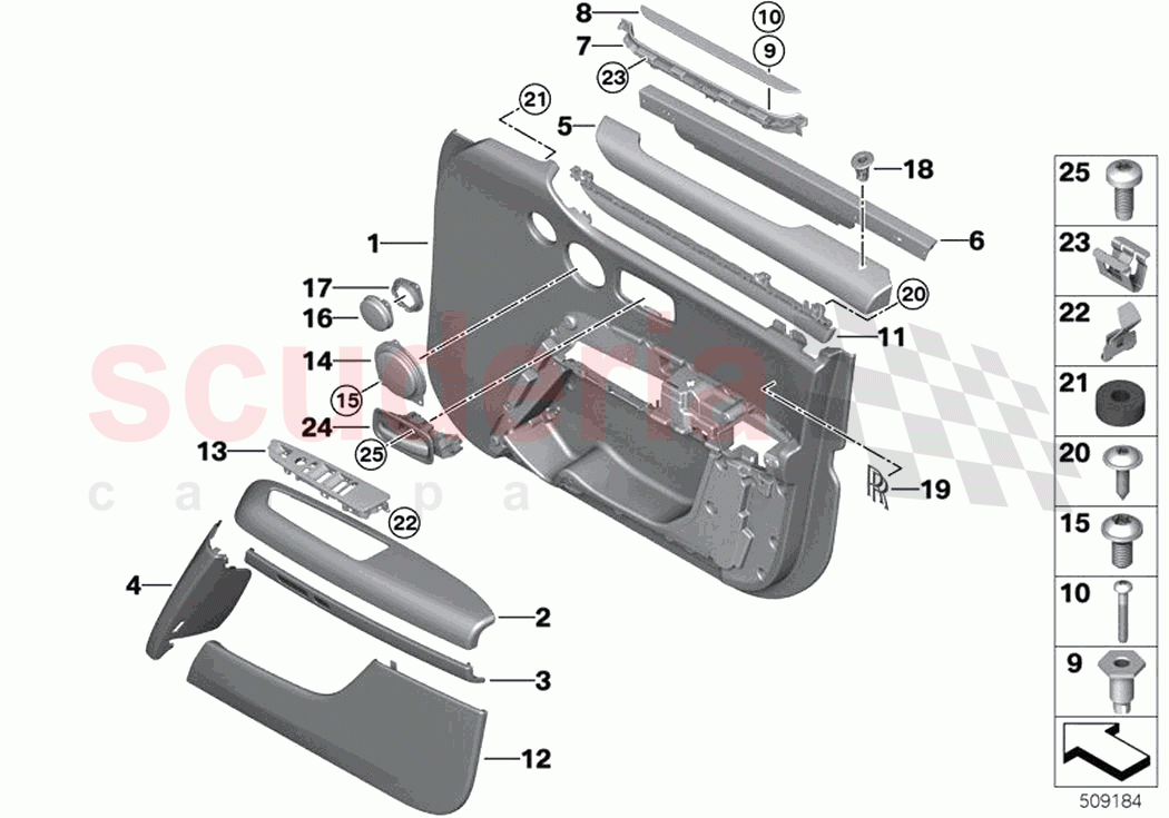 Mounting parts door trim panel front of Rolls Royce Rolls Royce Ghost RR21(2019-2023)