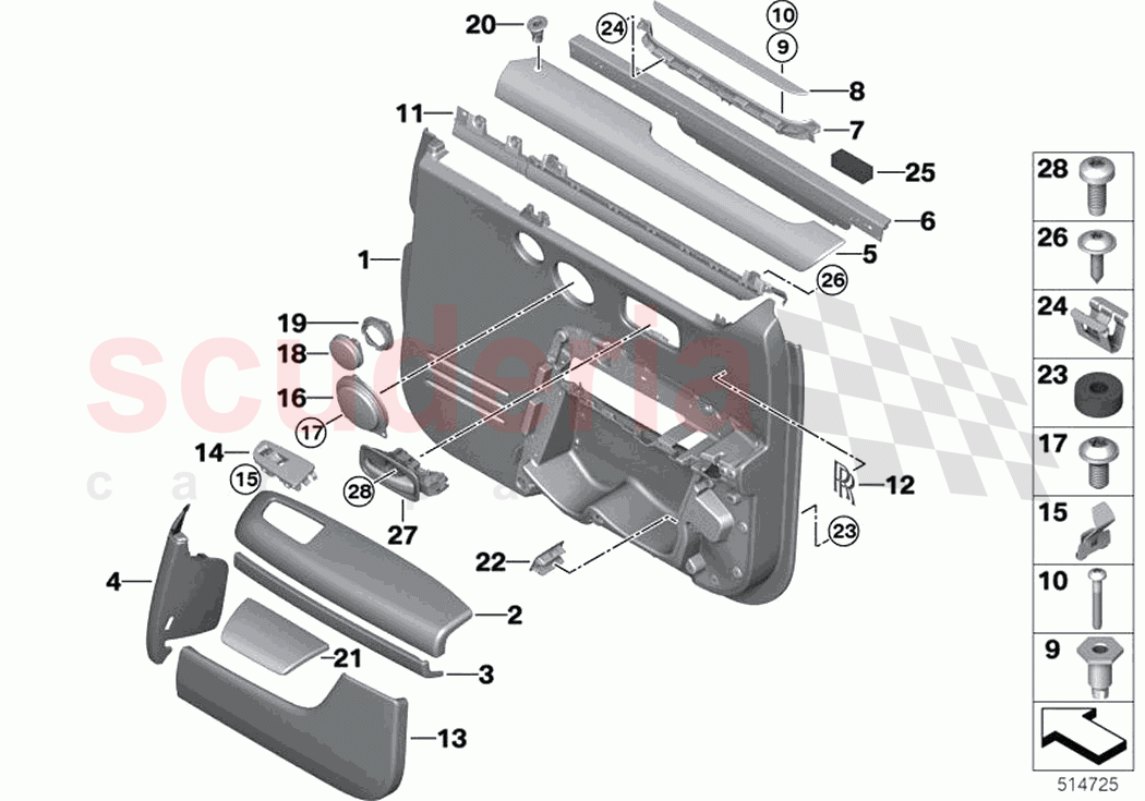 Mounting parts door trim rear of Rolls Royce Rolls Royce Ghost RR21(2019-2023)