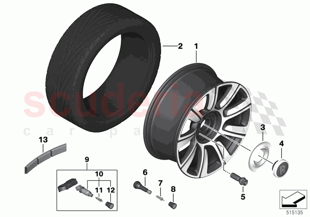 Light alloy wheel styling 821 of Rolls Royce Rolls Royce Ghost RR21(2019-2023)