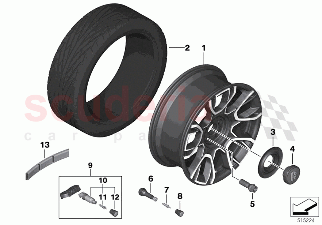 Light alloy wheel styling 849 of Rolls Royce Rolls Royce Ghost RR21(2019-2023)