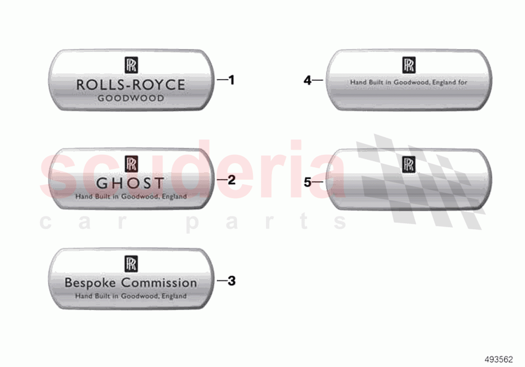 Engrave Plate Ghost of Rolls Royce Rolls Royce Ghost RR4(2017-2019)