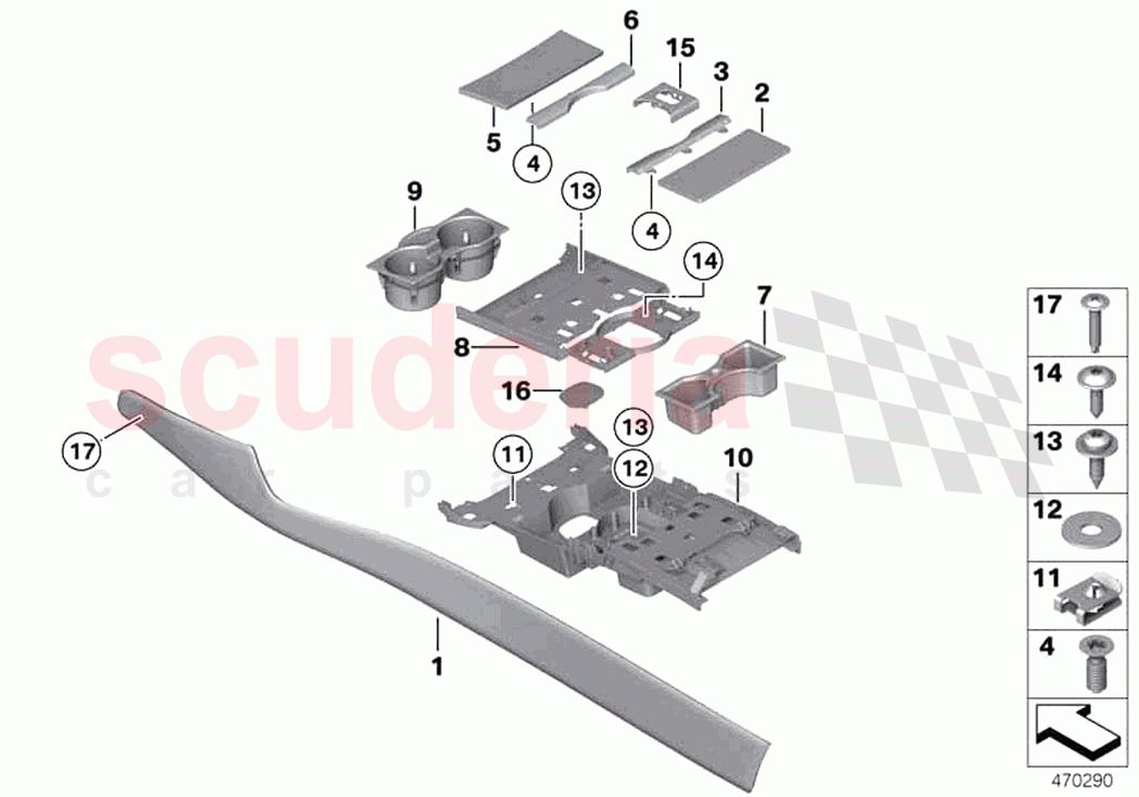 Mounted parts for centre console of Rolls Royce Rolls Royce Ghost RR4(2017-2019)