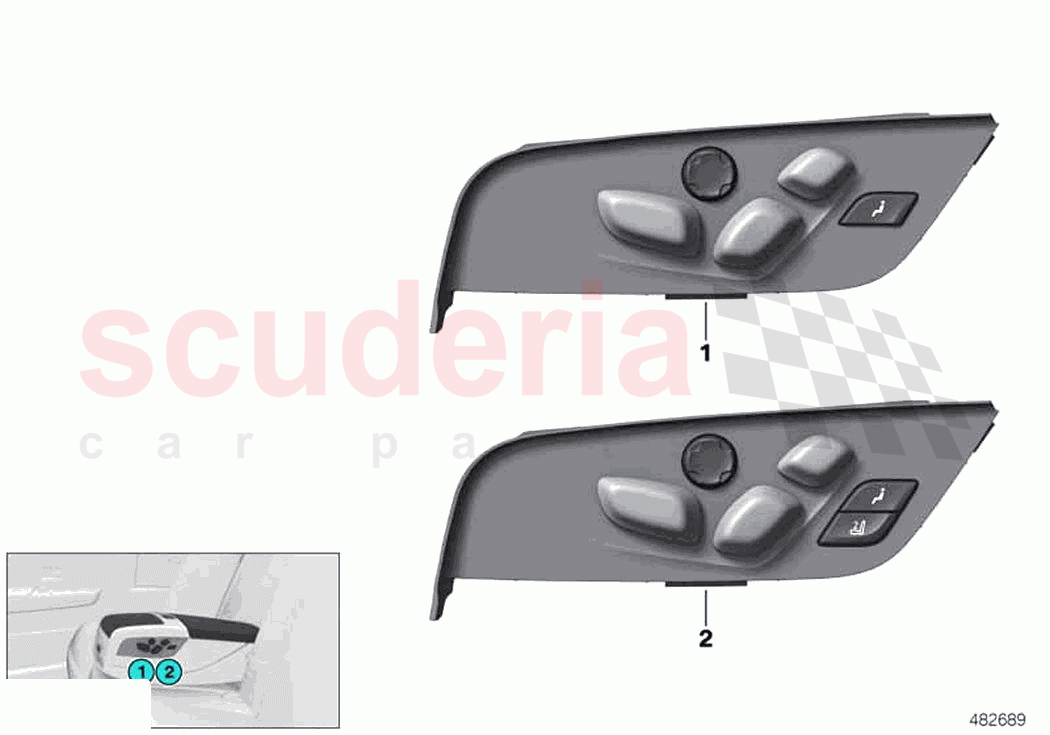 Switch seat adjustment rear cabin of Rolls Royce Rolls Royce Phantom Extended RR12(2017-2023)