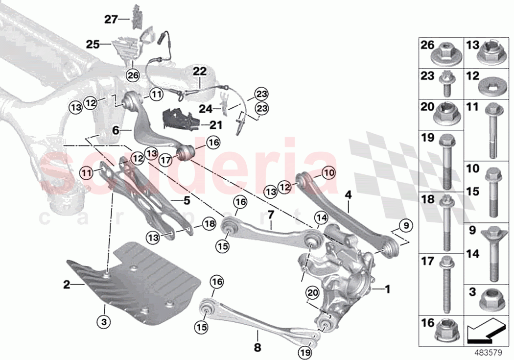 Rear axle support wheel suspension of Rolls Royce Rolls Royce Phantom RR11(2017-2023)