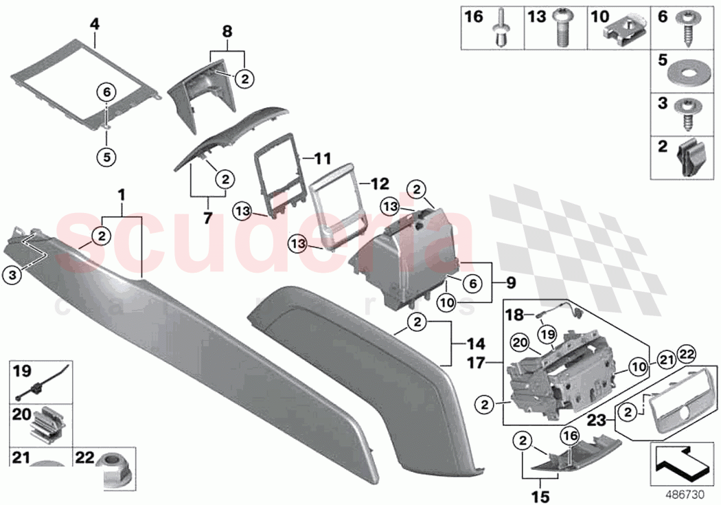 Mounted parts for centre console of Rolls Royce Rolls Royce Phantom RR11(2017-2023)