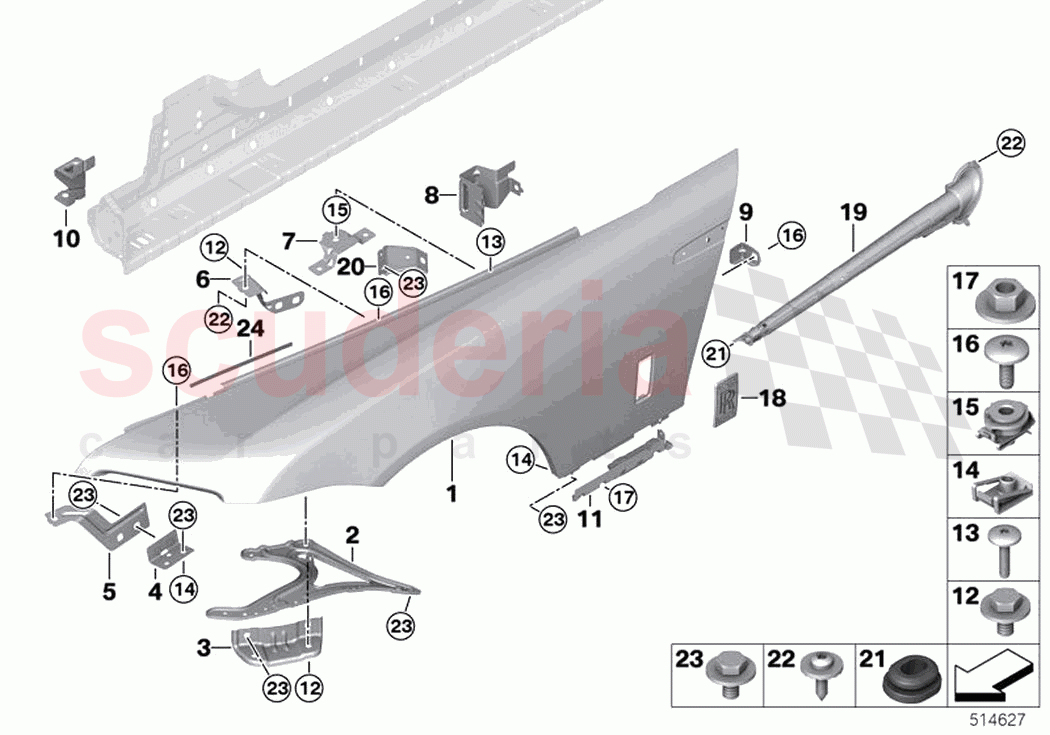 Front side panel Mounting parts of Rolls Royce Rolls Royce Wraith RR5(2017-2023)