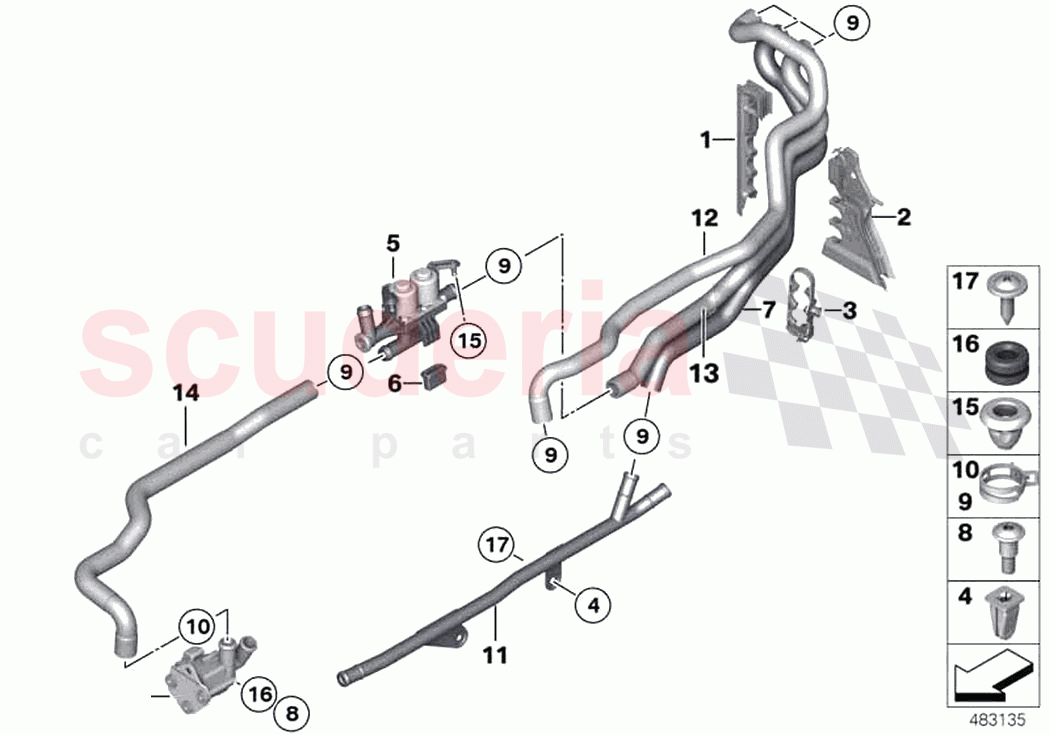 Water hoses pump valve N74 of Rolls Royce Rolls Royce Wraith RR5(2017-2023)