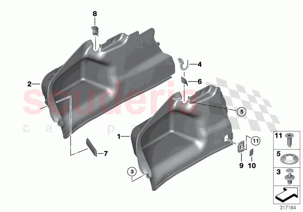 Lateral trunk floor trim panel of Rolls Royce Rolls Royce Wraith RR5(2017-2023)