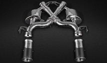 Valved rear silencer (X pipe ) with heat protection, remote and carbon tips