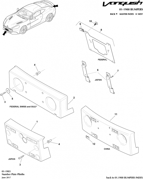 Part Diagram for Aston Martin CD33-17A835-BA