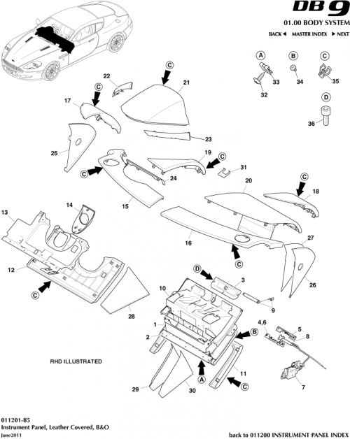 Part Diagram for Aston Martin 9D33-C043C54-CBW