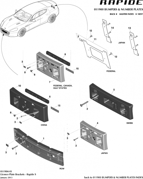 Part Diagram for Aston Martin DD43-17A835-EB