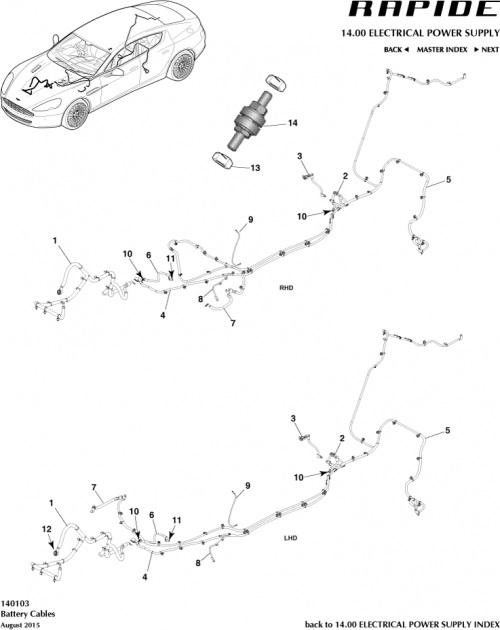Part Diagram for Aston Martin GD43-14B278-LA