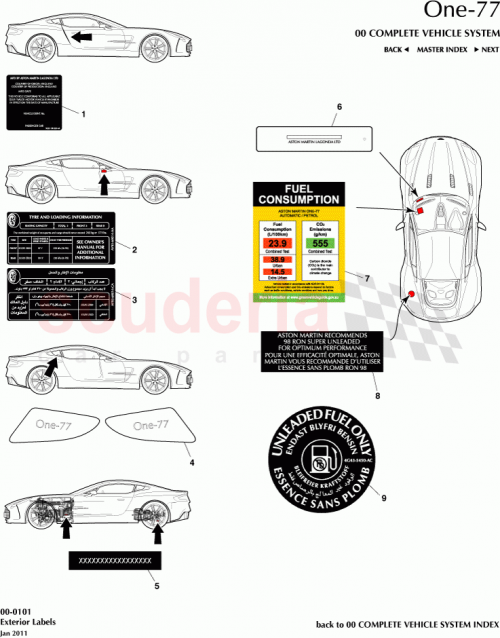 Part Diagram for Aston Martin AY93-69014-CA