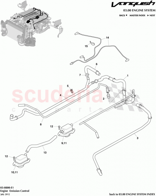 Part Diagram for Aston Martin CD33-9E498-BA