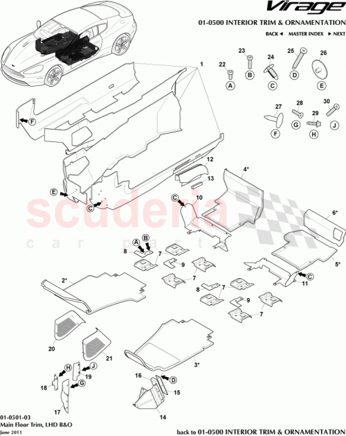 Part Diagram for Aston Martin 9D33-281B11-DFW