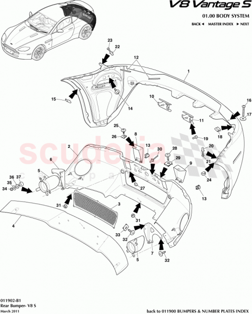 Part Diagram for Aston Martin BG33-501T0-AA