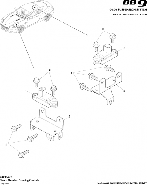 Part Diagram for Aston Martin 8D33-3C190-AA