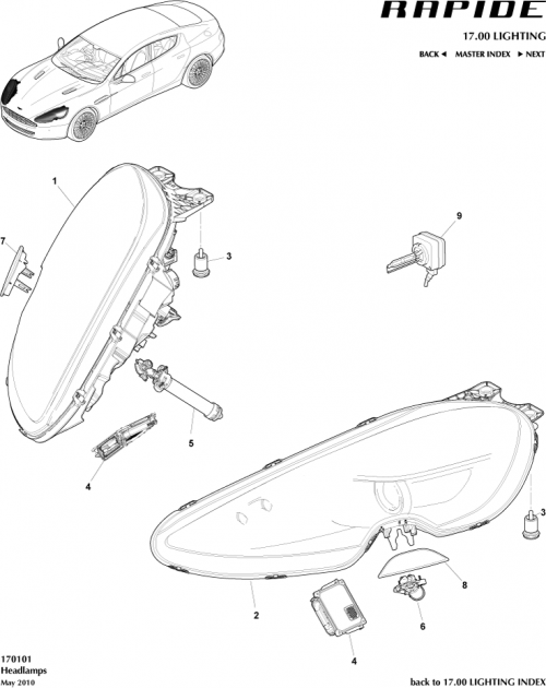Part Diagram for Aston Martin AD43-13W029-BE