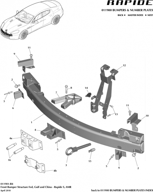 Part Diagram for Aston Martin DD43-17E952-AB