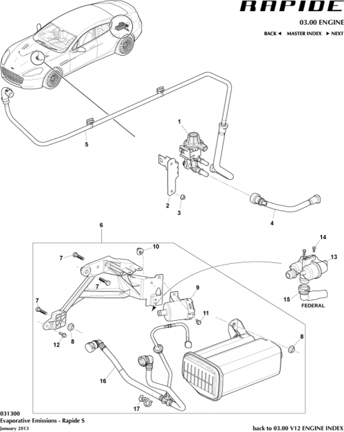 Part Diagram for Aston Martin CD33-9D289-AD