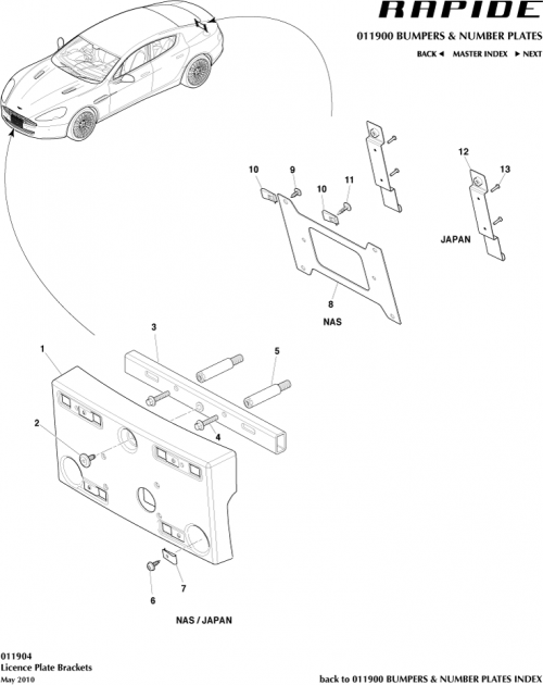 Part Diagram for Aston Martin 6G33-17B389-AD