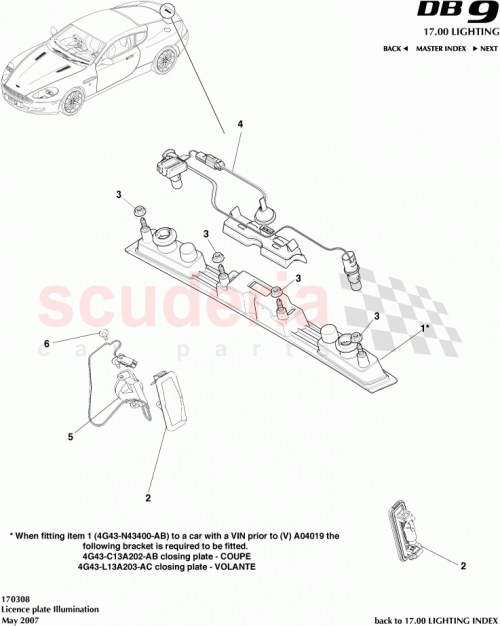 Part Diagram for Aston Martin 4G43-N43400-AB